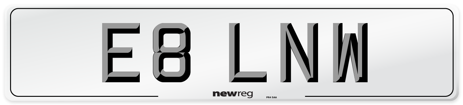 E8 LNW Number Plate from New Reg